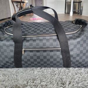 Louis Vuitton Damier Graphite Canvas Duffel Bag with Black Webbing